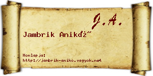 Jambrik Anikó névjegykártya