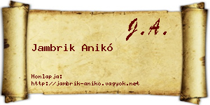 Jambrik Anikó névjegykártya